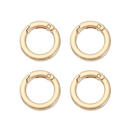 PATIKIL Spring O Rings, 4Pcs 1.1 Inch Metal Round Clips Flat Trigger Keyrings Snap Buckle Clasps for Keychains Bags Purses Straps Dog Leashes DIY Crafts, Light Gold 29mm