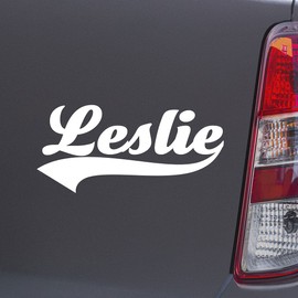 Custom Brother - Leslie Name White Color Car Laptop Wall Bumper Decal Sticker, DesX54