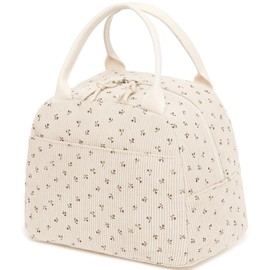 Bluboon Lunch Bag for Women Men Cute Corduroy Lunch Tote Bags Reusable Insulated Lunch Box Large Capacity Reusable Insulated Cooler for Work Picnic or Trave