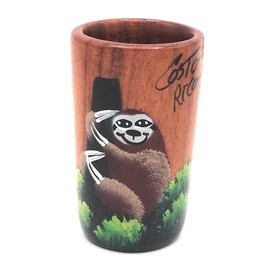Kal Crafts - Wooden Tequila Shot Glass - Hand Painted with Costa Rican Rainforest Sloth Design - 1.5 oz fl or 45 mL (Sloth)