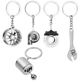 Pack of 5 Mini Turbocharger Keychains, Car Parts Keychains, Keychain with O-ring Tool Decoration, Turbo Keychain, Auto Parts Metal Key Chain Set, Car Keychain suitable as a Car Fanatic Gift