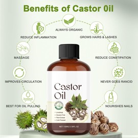 KWOLYKIM Castor Oil Patches Disposable 40 Skin Tone + White + 100ml Organic Cold-Pressed Castor Oil with Eyebrow Brush & Eyelash Brush - Natural Cotton for Body Gift Box