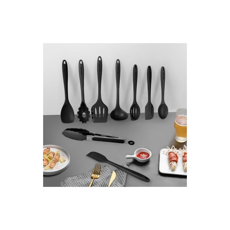 IMLUCKY - Juego de Utensilios de Cocina Negros - Herramientas