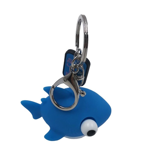 Pouoir - Llavero de tiburón elástico en 3D, diseño de tiburón, Azul, Large