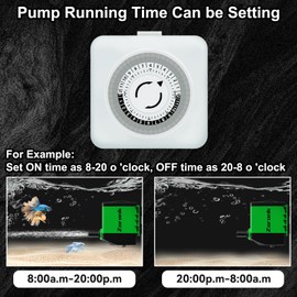 Zoronk Fountain Water Pump 660GPH with Indoor Mechanical Timer Ultra Quiet 8.2ft High Lift for Fountains, Hydroponics, Ponds, Aquariums & More……