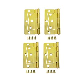 QCAA Heavy Non-Mortise Butterfly Hinge for Mobile Home/RV,3.5", Removable Loose Pin, Brass Plated, 4 Pack, Made in Taiwan