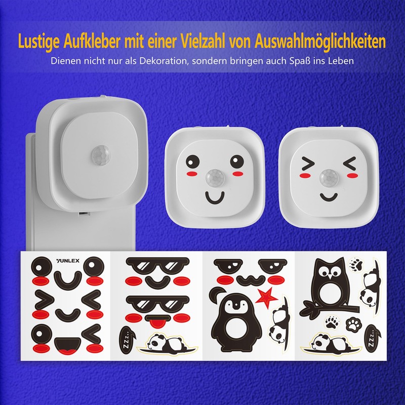YUNLEX Pack of 2 Night Light Socket with Motion Sensor