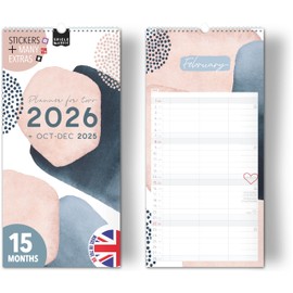 Couple planner 2026 3 columns PASTEL planner for two 2026 and Oct-Dec 2025, partner calendar 16x32,5cm, calendar for couples 2026, for 2 persons simple, minimalistic, design