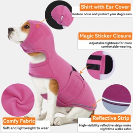 Lelepet Dog Calming Hoodie with Ear Cover - Anxiety Relief Reflective Vest for Fireworks/Thunderstorms