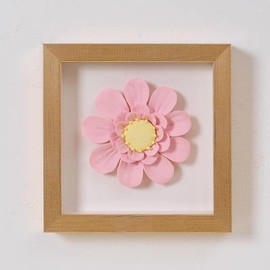 2.76" Dahlia, Ceramic Flower Wall Art, Handcrafted Ceramic Flowers Sculpture,Handmade 3D Wall Art Sculpture， Porcelain Flower Wall Décor for Home，Hallway，Living Room，Bedroom，Kitchen，Office (Pink)