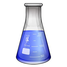 150ml Narrow Mouth Erlenmeyer Flask, 3.3 Borosilicate Glass, Karter Scientific 213G27 (Single)