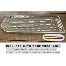 Cribbage Board Template 3-Track Heavy Duty Acrylic Jig with Drill Bits Router Guide Woodworking Project Kit Card Game DIY