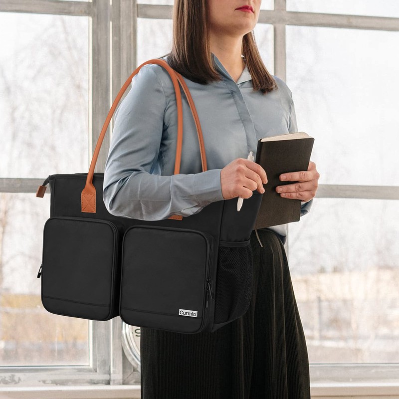 CURMIO Teacher Bag, Portable Briefcases with Padded Laptop Compartment, Teacher
