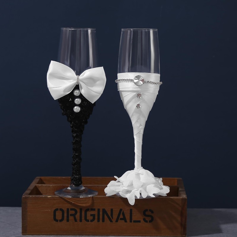 LUNLUN HOME Wedding Champagne Glasses Bride and Groom Champagne Flutes