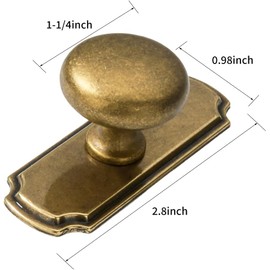khtumeware 2 Pack 1-1/4 inch Backplate for Cabinet Knobs Antique Brass Drawer Knobs Cabinet Hardware Vintage Aged Knobs with Backplate