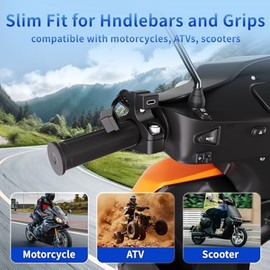Cliff Top Waterproof Motorcycle USB Charger, 18W PD USB-C Quick Charge, SAE to USB-C Adapter, Motorcycle USB Port with 22-32 mm Handlebar Mount for Motorcycle, Scooter, ATV, Phone Devices (Horizontal)
