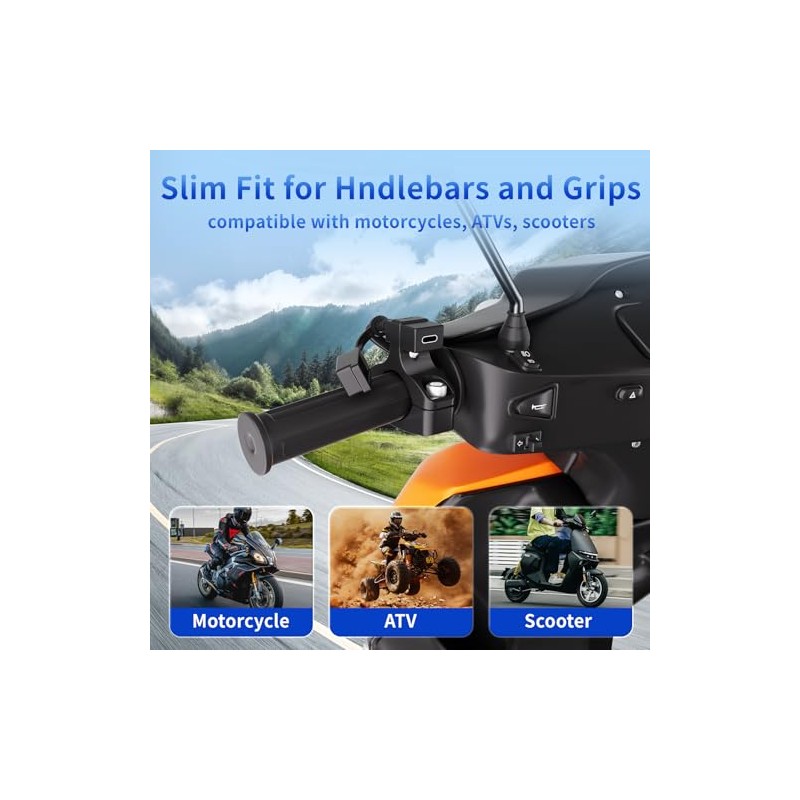 Cliff Top Waterproof Motorcycle USB Charger, 18W PD USB-C Quick