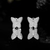 Titanium White Butterfly Screw Back Earrings for Women Surgical Stainless