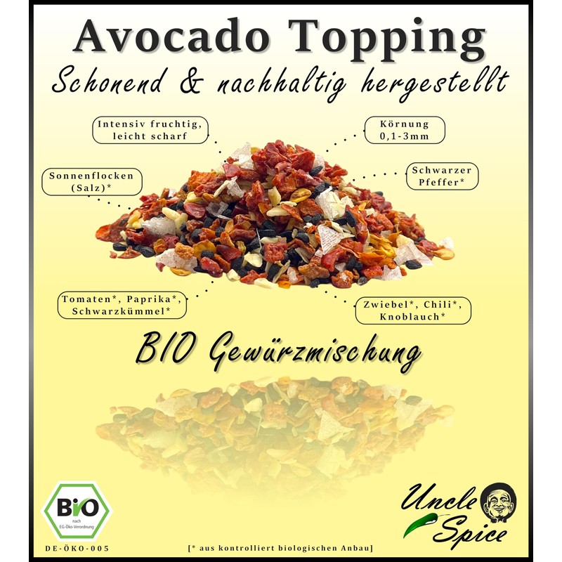 UNCLE SPICE® Avocado Topping – Organic Spice Mix – 80