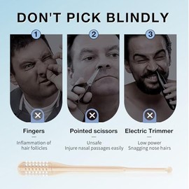 Upgraded 2-in-1 Nasal Hair Cutter, 360° Rotating Nose Hair Trimmer with Ear Picker, Double Sided Nose Hair Knife, Portable Nostril Hair Remover Tool for Men Women (2pcs)