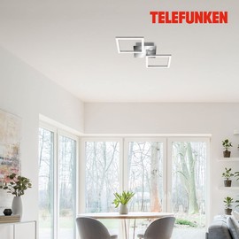TELEFUNKEN - 318508TF LED Ceiling Light with Motion Sensor with Continuous Light Function Warm White Light Colour 12 Watt 1200 Lumen Chrome/Aluminium 470 x 226 x 74 mm (L x W x H)