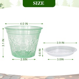 Blumiger Orchid Pot, 8 Pack Orchid Pots with Holes & Saucers, Clear Plastic Pot for Repotting, Breathable Ventilation Planters for Phalaenopsis, Dendrobium & Oncidium Orchids(4 inch, Green)