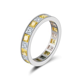 HeyMeili Fashion Eternity Ring 925 Sterling Silver Ring for Women with Cz Diamond Geometric Ring Marriage Ring for Her