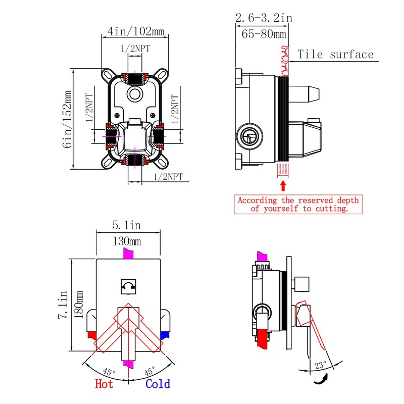 SKOWLL Shower Valves Wall Mount 2 Function Shower Handle Valve