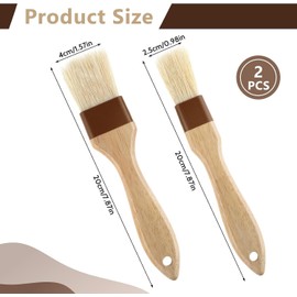 Pastry Brush Natural Bristle Basting Brush, 2Pcs Wooden Pastry Basting Brushes, Oil Brushes Boar Bristle Brushes BBQ Brush,Beech Wooden Handle Butter Brush,Pastry Brush Natural Bristle Basting Brush