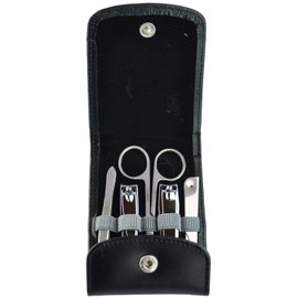 Royce Leather Manicure Kit with Stainless Steel Implements, Black, One Size