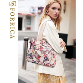 Forrica Women's Handbag, Tote Bag, Large Capacity, Shoulder Bag, Waterproof, Crossbody Bag, Crossbody Pouch, Multiple Pockets, Flower B
