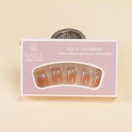 Lwenjing Nail Tips, 24 Pieces, Nail Tips, Handmade Nail Tips, Short, Autumn and Winter, Popular Japanese Style, Cute, Simple, Stylish, Bridal, Shiny, False Nails, Double-Sided Tape, Coming of Age