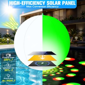 LanPool Floating Pool Lights, 15" Inflatable Solar Powered Pool Lights that Float,Color Changing LED Glow Balls, IP68 Waterproof Solar Floating Light Up Balls for Pool,Pond,Outdoor Party Decor-4PCS