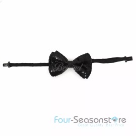 coool Black Color Tuxedo Classic BowTie Sequin Neckwear Adjustable Unisex Bow Tie