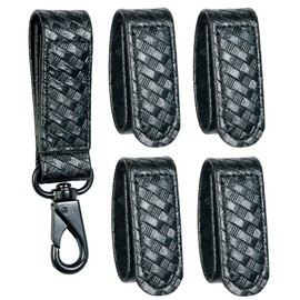 TAFTACFR Basketweave Duty Belt Keeper with Double Snaps(Set of 4) +1 Keeper with Strong Metal Key Clip(1 Pack)