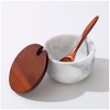 NHKRTE Marble Salt Cellar with Lid & Spoon, 11oz Salt