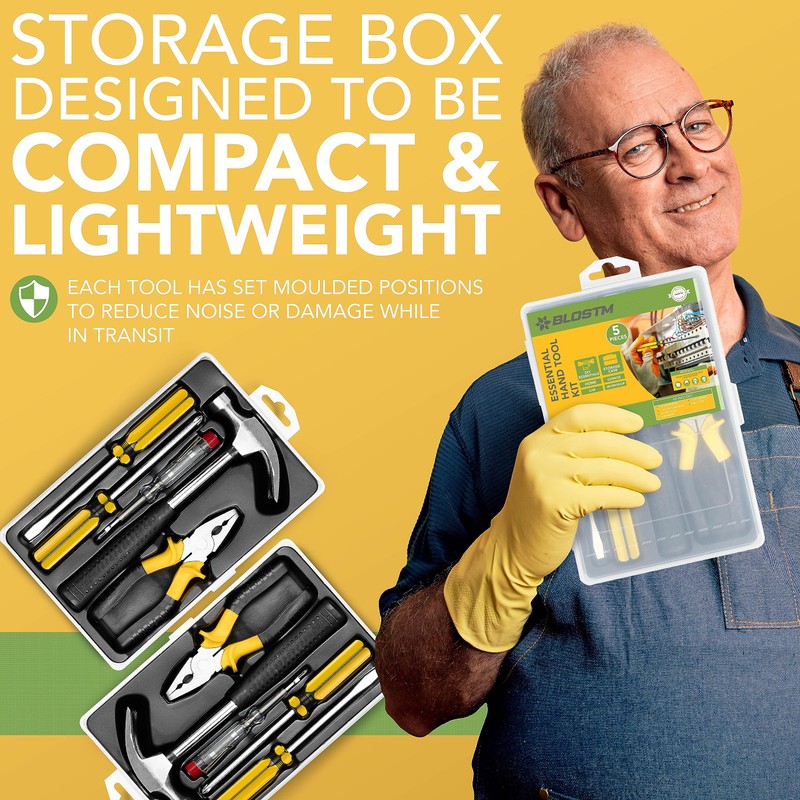 BLOSTM Basic Home Tool Kit - 5pcs Essential Hand Tools