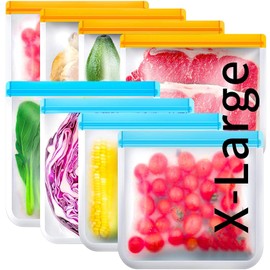 Reusable Freezer Gallon Bags 8 Pack Extra Large BPA Free Reusable Sandwich Snack Bags Extra Thick Leak Proof Storage Bags for Food Marinate Meat Fruit Toiletries