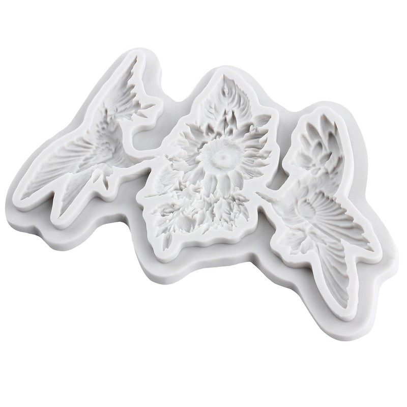 TAOXIBEI Hummingbird Polymer Clay Mold Bird Clay Molds Flower Silicone