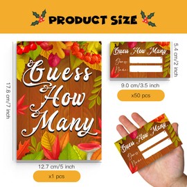 Thanksgiving Day Games - How Many Games, 1 Game Sign + 50 Guessing Cards, Thanksgiving Day Party Game and Activity for Thanksgiving Day Baby Shower, Thanksgiving Day Party Decorations GEJ03