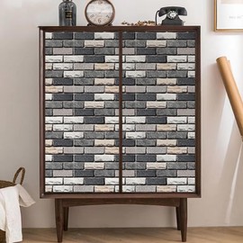 Yancorp 10ft Peel and Stick Wallpaper Dark Grey Stone Brick Wallpaper Waterproof Self-Adhesive Backsplash Easily Removable Wall Covering