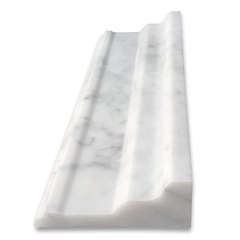 Stone Center Online Carrara White Marble Large Cap Crown Square Edge Trim Molding Polished Kitchen Bath Wall Floor Backsplash Shower (1 Piece)