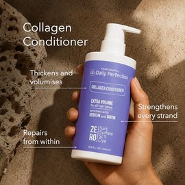 Daily Perfection Hidrata y Agrega Volumen A Tu Cabello Con Acondicionador de Colágeno Infundido Con Biotina y Queratina Serie Profesional. Sin Sal, Si