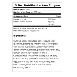 Scitec Nutrition LACTASE ENZYME 100-300 Caps- Fast Acting Lactose Intolerance Dietary Supplement - 200 Capsules
