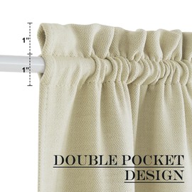 NICETOWN Faux Linen Door Curtains - Thermal Insulated Blackout Front French Door Curtain Panel with Tieback, Window Curtains for Living Room/Classroom (25 x 72 in, Beige, 1 Panel)