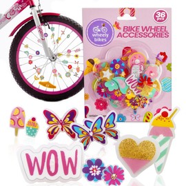Bike Wheel Spoke Accessories for Kids – Fun Bicycle Decorations & Attachments for Boys & Girls - Party Favors, Goodie Bag Stuffers, Outdoor Toys – Flower & Butterflies Theme, Pack of 36