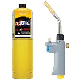 BLUEFIRE BTS-8090 Propane Torch Trigger Start Heavy Duty Gas Welding Head Adjustable Swirl Flame Hand Blow Torch Hold Portable Fuel by MAPP/MAP Pro/Propane Bottle Tank (Torch with MAPP Cylinder)