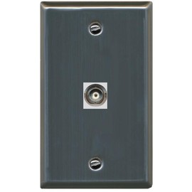 RiteAV 1 Port BNC Jack Wall Plate Connector Faceplate - Flat Style [Stainless Steel]