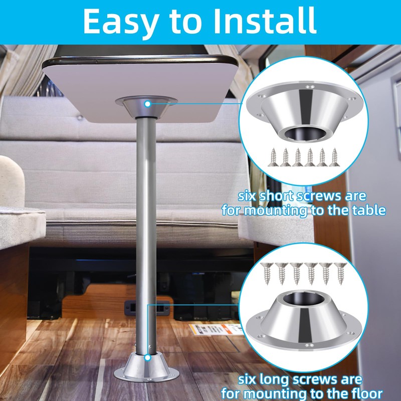 RUPSE Boat RV Table Base Mount 2 Pack, Aluminum Standard