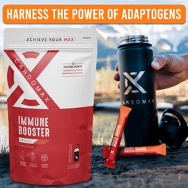 CardoMax CardoMax Immune Booster Liquid Drink Mix with Gingseng & Vitamin C - Single-Serve Water Flavoring Stick Packets for Immune Support - Orange Flavor (15 Count)